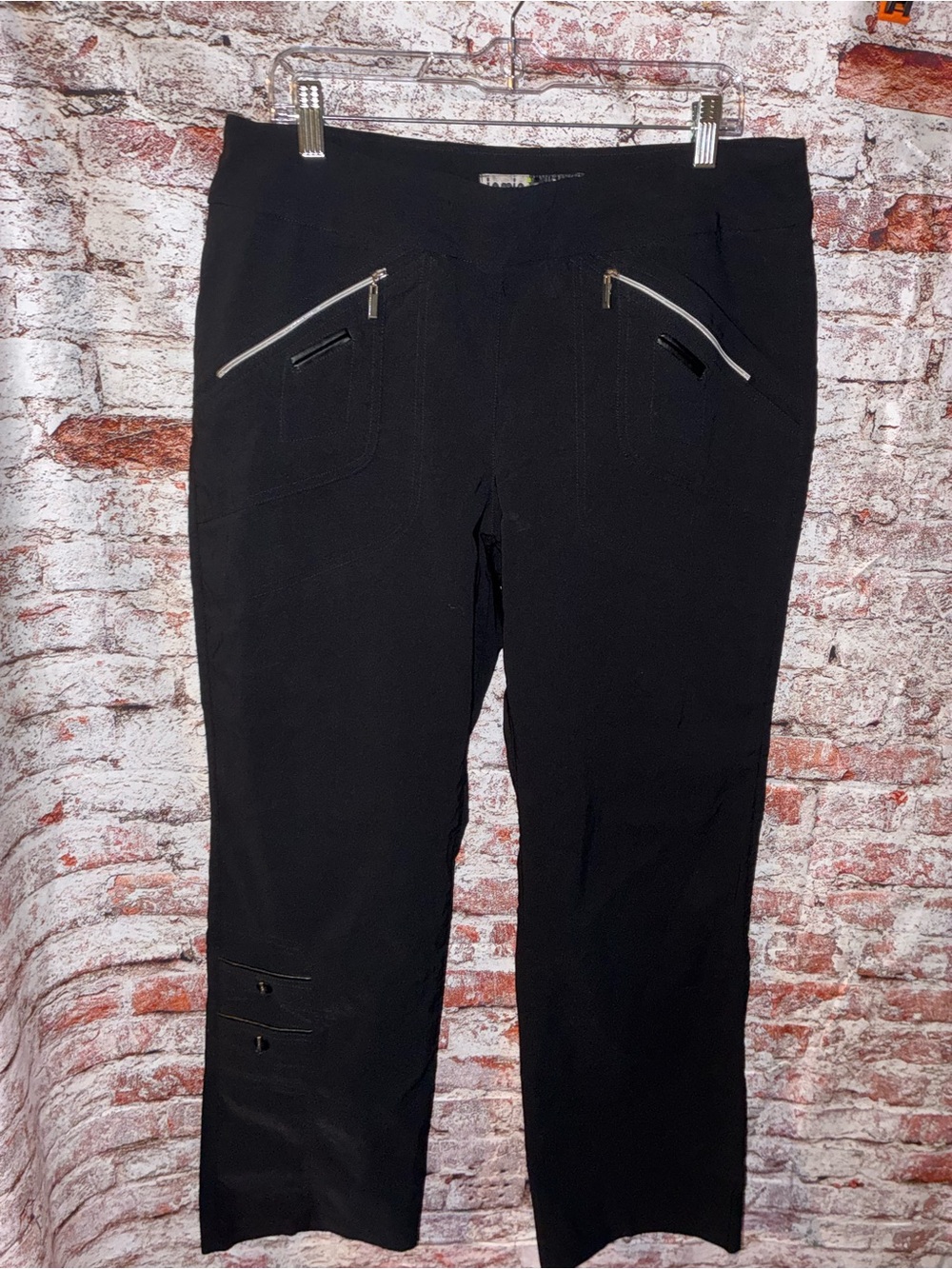 jamie sadock Black High-Rise Straight Pants with Zip Detail
